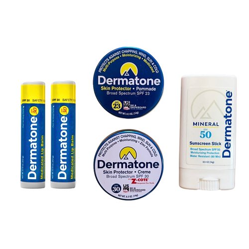 Dermatone Outdoor Protection Kit Holiday Gift | Contains 4 of our Sunscreen, Skin Protection Products | Classic Tin, Z-Cote, Mineral Sunscreen Stick & 2 Medicated Lip Balms