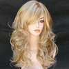 BERON Women's Long Curly 2 Tones Golden Blonde Wig Heat Resistant Big Wavy Synthetic Wig for Women Wig Cap Include
