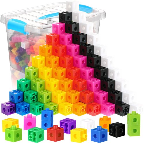 Jenaai 200 Pcs Math Cubes with Storage Container Counting Blocks Linking Cubes Connecting Cubes Math Manipulatives Educational Toy for Kids Age 4-8 Kindergarten STEM Activities Preschool(Blue)