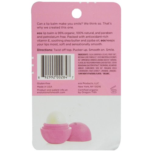 EOS Organic Lip Balm Sphere, Strawberry Sorbet, 0.25 Oz