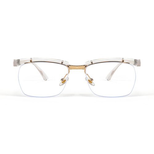 FEISEDY Retro Semi-Rimless Blue Light Blocking Glasses for Men Women Vintage Half Glasses Frame Horn Rimmed Eyeglasses B2883