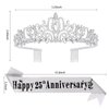 25th Anniversary Tiara and Sash for Women, Happy Anniversary Decorations, Happy 25th Anniversary Crown and Sash Set, Anniversary Party Favors