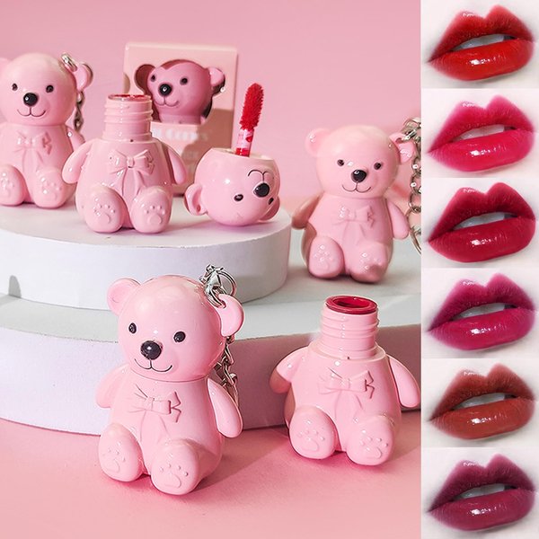 Mrettick 6 Colors Lipstick Keychain Lip Tint Set, Lovely Lip Gloss moisturizing natural, non-stick cup, lightweight, highly pigmented, long-lasting, vibrant color