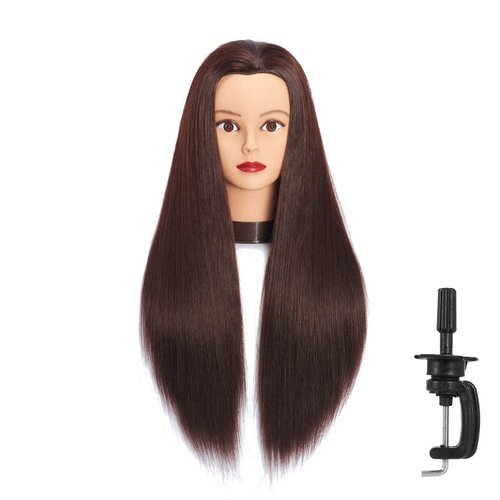 Headfix 26"-28" Long Hair Mannequin Head Synthetic Fiber Hair Hairdresser Practice Styling Training Head Cosmetology Manikin Doll Head with Clamp (6F1919LB0420)