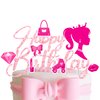 Hot Pink Girl Birthday Cake Topper Hot Pink Princess Happy Birthday Cake Topper Pink Birthday Party Decoration for Girls Women Bridal Shower Bachelorette Party Supplies