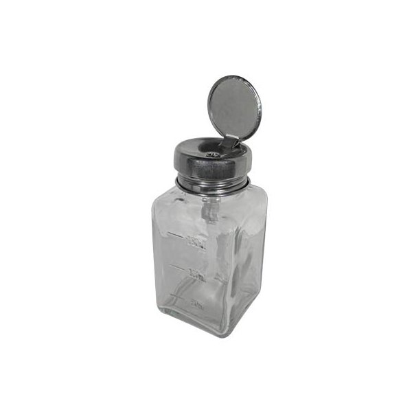DL Professional Clear Glass Pump Dispenser Bottle with Metal Cap and Measuring Scales 6oz / 180ml (DL-C334)