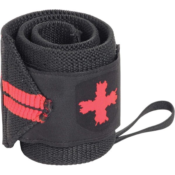 Harbinger Red Line 18-Inch Weightlifting Wrist Wraps for Men and Women (Pair), Black/Red