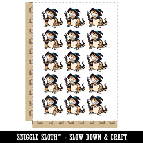 Bearded Dragon Wizard Lizard Temporary Tattoo Water Resistant Fake Body Art Set Collection - 15 2" Tattoos (1 Sheet)
