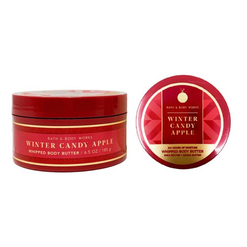 Bath & Body Works Winter Candy Apple Whipped Body Butter with a Natural Oats Sample Soap.