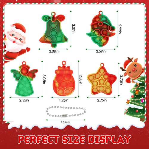 JDSTY 24 Pack Christmas Mini Pop Fidget Toy Pack for Kids Girls Boys Toddlers Christmas Stocking Stuffers Party Favors Gifts Stress Relief