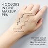 FREEORR 4 in 1 Makeup Pen, On-The-Go Travel 4-in-1 Makeup Pen Eyeliner in Black, Eyeliner in White, Eyebrow Pencil in Brown, Highlighter All in One Makeup Pen, Smooth to Glide and Easy to Carry