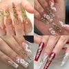 HNUIX Nail Rhinestones - 2920pcs 3D Multi Shape Size Crystal, Champagne Gold Nail Gems, Flat Back, with Kit, for Nail Art, DIY Decorations