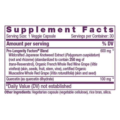 Reserveage Beauty, Resveratrol 250 mg, Antioxidant Supplement for Heart and Cellular Health, Supports Healthy Aging and Immune System, Paleo, Keto, 30 Capsules