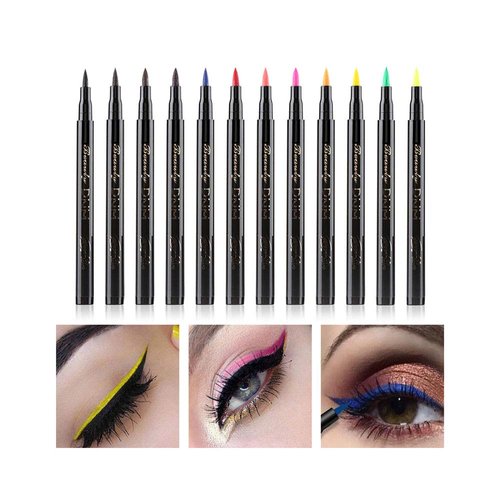 DNM Cat Eye Makeup Waterproof Neon Colorful Liquid Eyeliner Pen Make Up Comestics Long-lasting Black Eye Liner Pencil Makeup Tools (red)