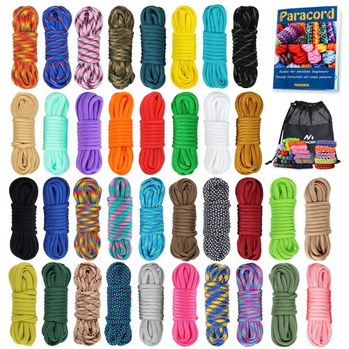 MONOBIN 36 Colors 10ft Paracord 550 Combo kit, Paracord Bracelets Making kit - Multifunction Paracord Rope with Instruction for Making Lanyard, Dog Collar, Idea for Gift (36 Colors A)