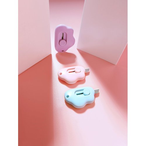 Box Cutters - 3 Pack Retractable Letter Opener, Adorable Cloud Tiny Paper Cutter for Key Chain Pocket Bag Package Envelope Mail Letter Box Paper DIY Projects for Girls and Boys