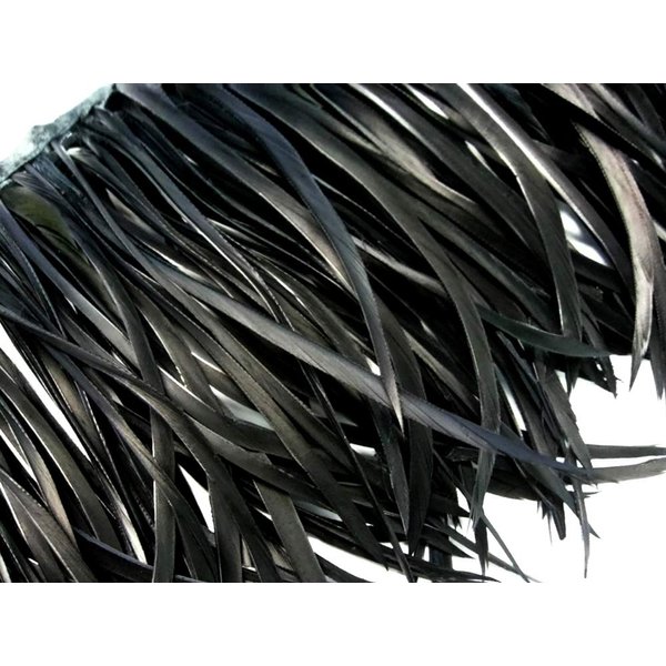 1 Yard - Black Goose Biots Stripped Wing Wholesale Feather Trim Halloween Craft Supply | Moonlight Feather