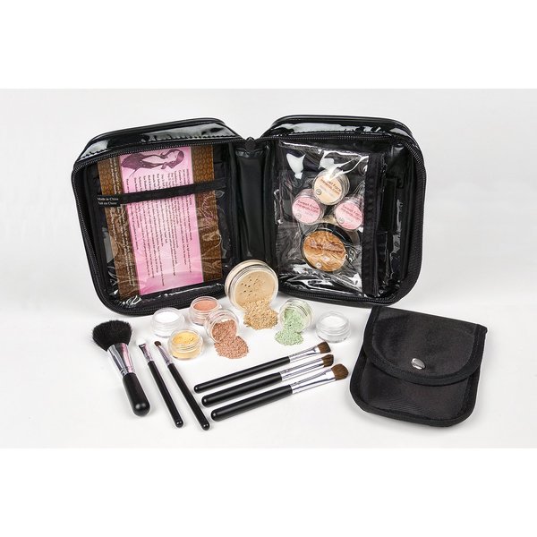 15 pc STARTER KIT w/BRUSHES & CASE (LIGHT TAN) Mineral Makeup Foundation Blush Bronzer Illuminating Veil Set Bare Skin Matte Powder