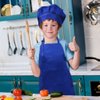 SUNLAND Kids Apron and Hat Set Children Chef Apron for Cooking Baking Painting (Royal Blue, M)
