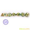 Bescon Magical Stone Dice Set Series, 7pcs Polyhedral RPG Dice Set Gold Ore, Polybag Packing
