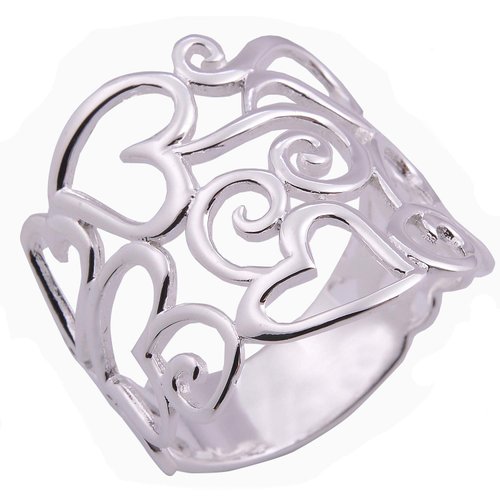 Lovely Heart Lovely 925 White Sterling Silver Ring Size.US=12 UK=X