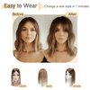 SEGO Hair Toppers for Women Real Human Hair With Bangs 7 * 13CM Silk Base 100% Remy Human Hair Clip in Top Wiglet Hair Pieces for Thinning Hair /12 Inch Medium Brown to Dark Blonde