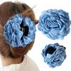 Hair Clips Fabric Flower Claw Clips for Thick/Thin Hair, Rose Hair Accessories for Women/Girls(Blue, pack of 2)