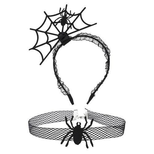 LUTER Halloween Spider Headband, Spider Web Headband with Black Spider Necklace Spiderweb Hair Accessories for Halloween Cosplay Costumes Party Favor Dressing up