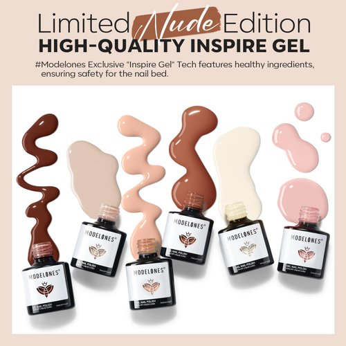 modelones Nude Gel Nail Polish Set -6 Colors Neutral Milky White Pink Brown Gel Polish Kit Skin Tones Soak Off Gel Nail Kit Manicure DIY at Home Nail Art Salon Gift