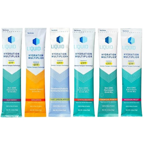 Liquiid-IVHydration, Multiplier, 6 Flavor Assorted Variety, Electrolyte Drink Mix Powder Packets, (12 - Pack)