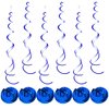 Daimay 5th Birthday Party Decorations Blue Happy Birthday Banner Flag Latex Confetti Balloons Number 5 Foil Balloon Star Mylar Balloons Cake Topper for Men Women Anniversary Party Supplies