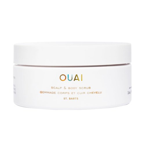 OUAI Scalp & Body Scrub, St. Barts Travel Size - Exfoliating Body Scrub with Sugar & Coconut Oil Blend for Smooth, Moisturized Skin - Gentle Scalp Scrub for Removing Product Build Up (3.4oz)