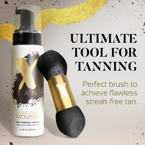 Dual-Ended Self Tanner Blending Brush and Natural Sponge for Streak-Free Tanning, Multi-Use Tanning Brush, Works like a Foundation Brush - X-Tan Sunless
