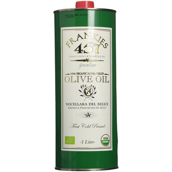 Frankies 457 Extra Virgin Organic Olive Oil - Premium Castelvetrano Olive Oil - Harvested in Sicily - Pure Authentic Italian - Monovarietal - Rich in Flavor - First Cold Pressed - 33.8 fl oz (1L)