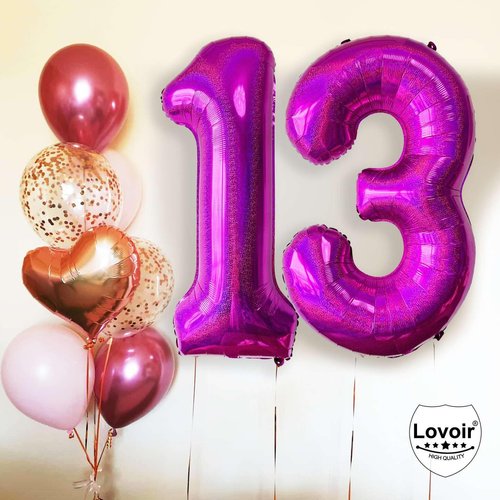 Laser Hot Pink Number 9 Balloons, 40 Inch Giant Pink Number Balloons Nylon Helium Hot Pink Number 9 Balloons for 9th Birthday Party Supplies Anniversary Event Celebration Decorations