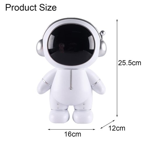 Jaugufiy Astronaut Piggy Bank Coin Bank，Cute Spaceman Money Box Astronaut Figurine Decor Desktop Sculpture Statue Ornament Funny Astronaut Decorations for Kids, Boys, Girls(Silver)