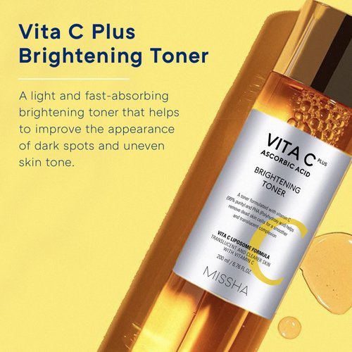 MISSHA Vita C Plus Facial Toner with high Adherence 25% Vitamin C liposome Formula 200ml