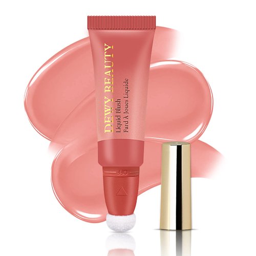 LSxia Liquid Blush Makeup Wand with Cushion Applicator For Cheeks Tint, Natural-looking, Glow Dewy Finish, Weightless Blendable Cream Stick, Long-wearing | #101 SEDUCTIVE-Nude Pink