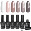 Beetles Gel Nail Polish Kit, 6 Colors Nude Gel Polish Pink White Beige Grey Gel Polish Brown Gel Nail Polish Elegant Nail Art Manicure Kit Soak Uv Gel Gift for Women Set Nude Nail Polsh