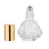 ConStore 10 PCS Mini Portable Polygonal Clear Glass Roller Bottle,8ml/0.27oz DIY Travel Essential Oil Roll On Bottle with Stainless Steel Ball Gold Cap