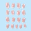 ROFIBUT Short Press on Nails Oval Shape Fake Nails Pink White Gradient Coffin False Nails Glossy Natural Full Cover Stick on Nails Almond Acrylic Artificial Nails Glue on Nails for Women Girls 24Pcs