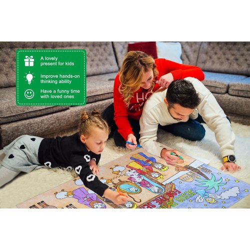 D24TIME Giant Nativity Scene Christmas Coloring Poster 35.5"x54" Kids Xmas Big Jumbo Nativity tablecloth Coloring Pages Religious Table Cover for Kid Christmas Activities Home Classroom Party Supplies