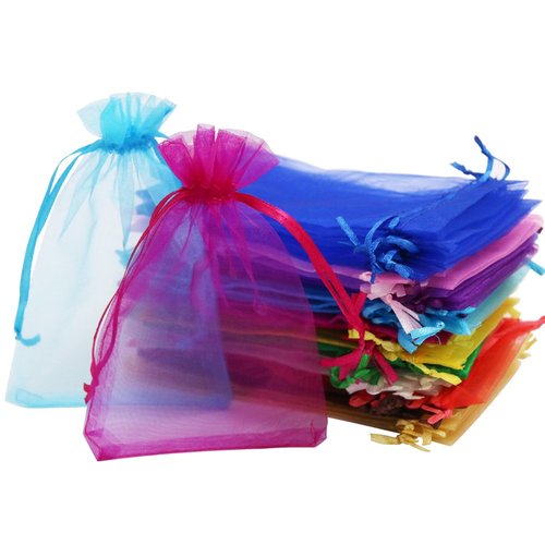SumDirect Small Organza Bags with Drawstring - 110PCS 4×6 inches Mixed Color Mesh Jewelry Bags, Sheer Organza Pouches Wedding Favor Bags for Christmas Party