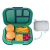 Bentgo Kids Chill Leak-Proof Lunch Box - Included Reusable Ice Pack Keeps Food Cold; 4-Compartment Bento Lunch Container; Microwave/Dishwasher Safe; 2 Year Manufacturer's Warranty (Green/Navy)