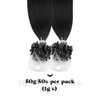 Moresoo Micro Link Hair Extensions Human Hair Black Microlink Hiar Extensions Off Black Micro Ring Hair Extensions Human Hair Microlink Extensions 50G/50S 24Inch #1B