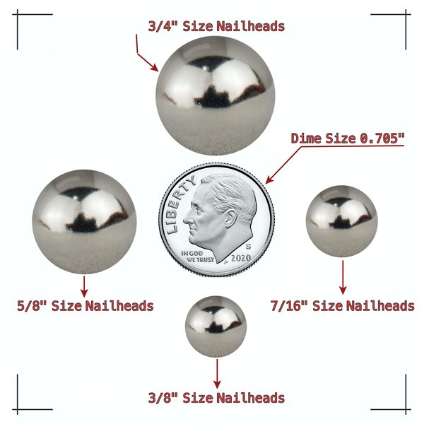 decotacks® Silver Finish Upholstery Nails, Furniture Tacks Thumb Tacks, Push Pin 7/16in - 100 Pcs/Box [Nickel/Silver Finish] DX0511