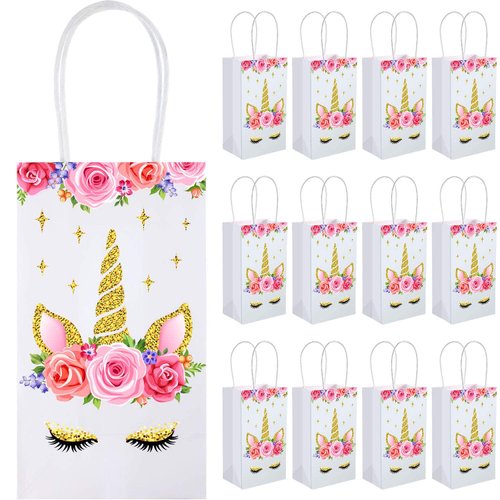 SATINIOR Unicorn Party Favor Bags, Unicorn Party Goodie Treat Gift Candy Bags with Handle for Uni...