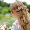 Crystal Bridal Rhinestone Leaves Hair Comb with Sparkly Hairpieces for Women - Silver Wedding Side Hair Accessories for Bride and Bridesmaid