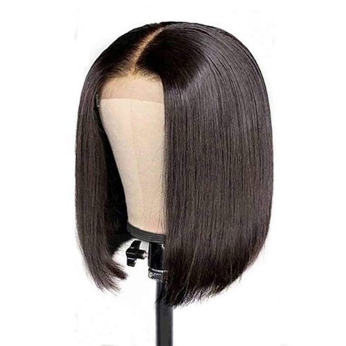 Bob Wig Real Human Hair Short Straight Lace Front Wigs, Color, Nontangled, Adjustable Size for Women (12 inches)