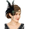 BABEYOND 1920s Headpiece Flapper Headband Rhinestone Pearl Feather Hair Band Great Gatsby Headpiece Accessoreis for Women